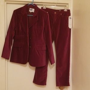 Maroon velvet pant suit